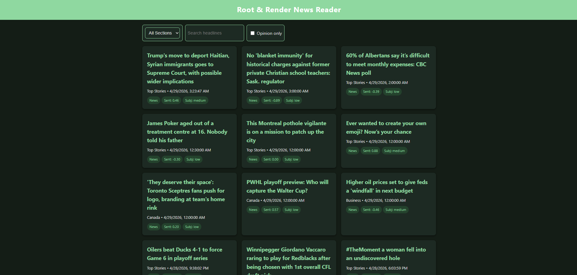 News Reader preview